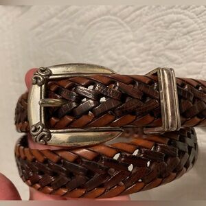 Fossil Woven Braided Genuine Leather Brown Belt M (32-33”)